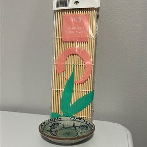 Bamboo Sushi Mat with soy sauce  Dish